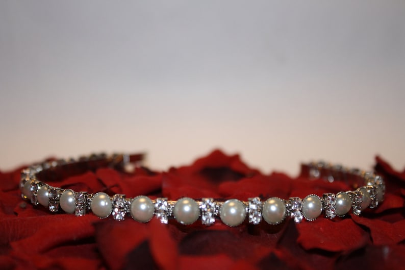 Flower girl Headband Rhinestones and Pearls Elegant Wedding Etsy