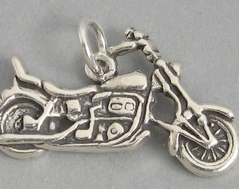 STERLING SILVER PENDANT CHARM SOLID 925 BIKER MOTORCYCLE CHOPPER NEW STERLING SILVER PENDANT CHARM SOLID 925 BIKER MOTORCYCLE CHOPPER NEW