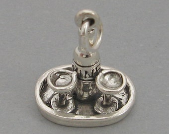 Wine Bottle with Glasses Silver Charm Pendant C1345 10 PCS