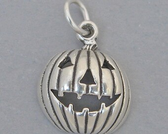 Sterling Silver Jack-o-lantern Charm Halloween Carved Pumpkin - Etsy