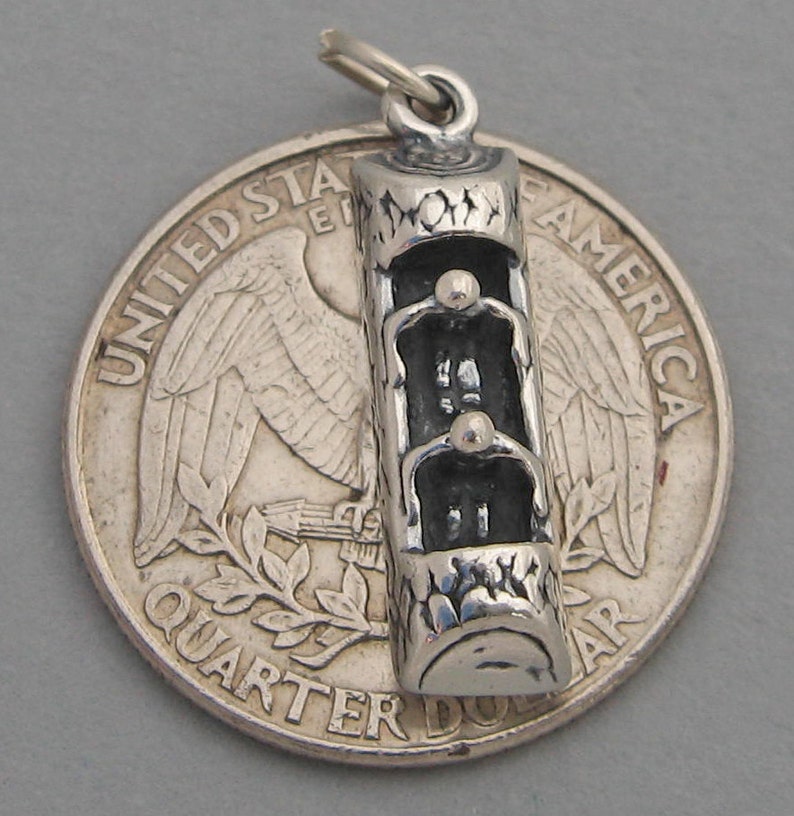 LOG RIDE Flume Amusement Park Solid Sterling Silver .925 Charm Pendant 1325 Made in the USA image 3