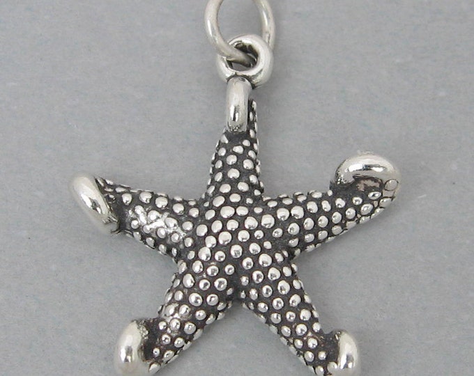 STAR FISH Starfish Solid Sterling Silver 925 Charm Pendant Nautical ...