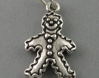 Sterling Silver Charm Pendant GINGERBREAD MAN Christmas 2534