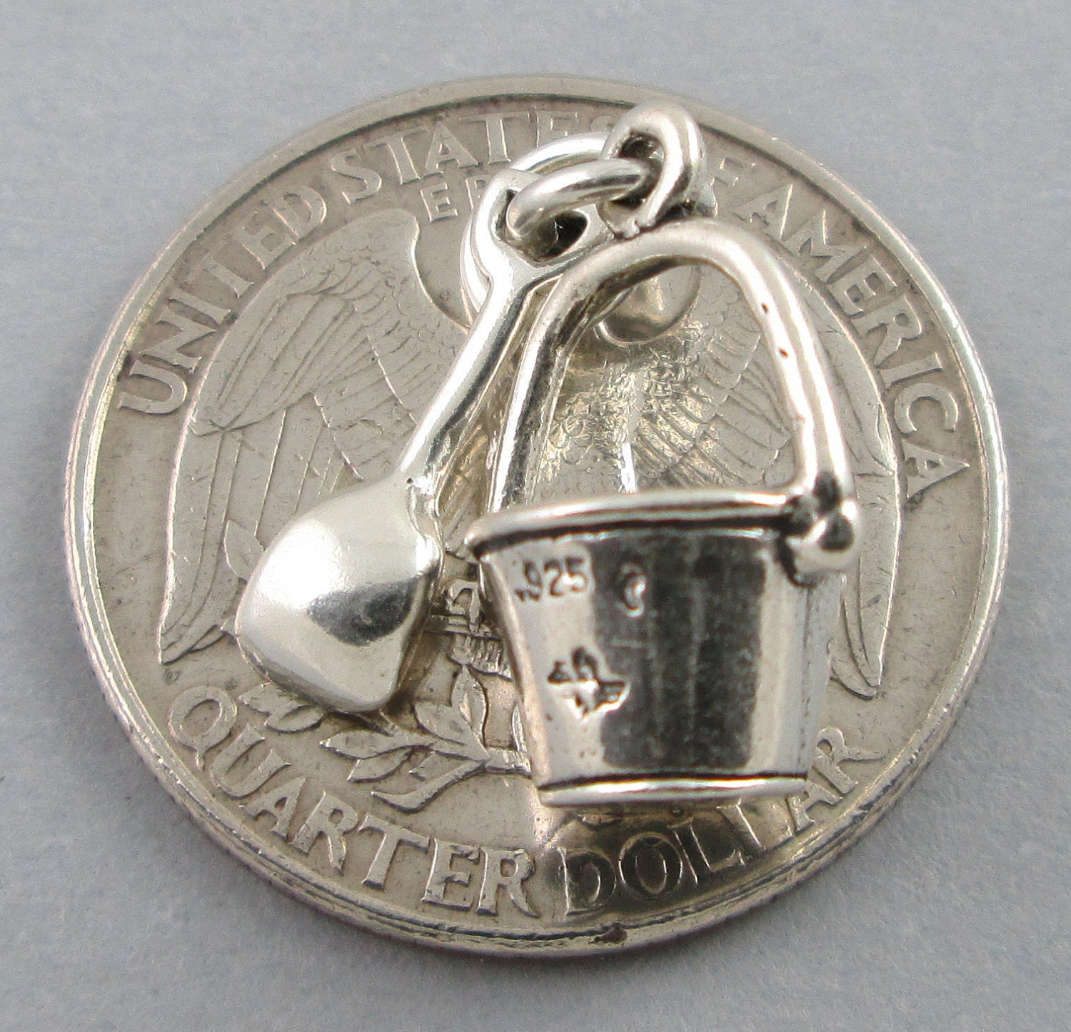 SAND PAIL & SHOVEL Solid Sterling Silver 925 Charm Pendant 3d Etsy