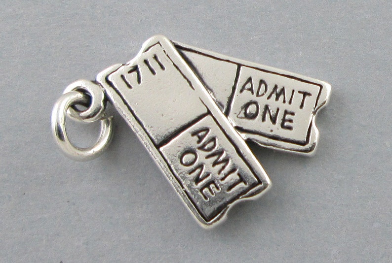 SHOW TICKETS Solid Sterling Silver 925 Charm Pendant Movie Theater Concert 3694