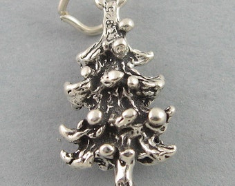 21mm x 13mm Solid 925 Sterling Silver Enamel Christmas Tree Charm Pendant 21mm x 13mm Solid 925 Sterling Silver Enamel Christmas Tree Charm Pendant