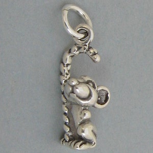 MOUSE With CANDY CANE  Christmas 3D Solid Sterling Silver 925 Charm Pendant 2294