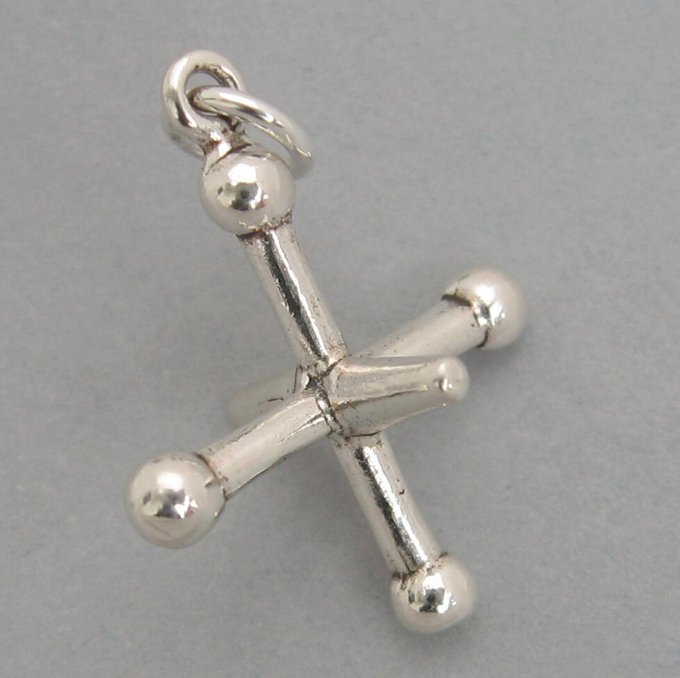 Toy JACKS GAME Piece 3D Solid Sterling Silver 925 Charm Etsy