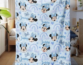 Custom Name Disneyland Minnie Blanket, Minnie Mouse Coquette Blanket, Minnie Mouse Blanket For Kids, Magic Kingdom Birthday Gifts, THA317-3