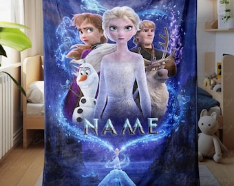 Disney Frozen Personalized Blanket, Frozen Character Blanket For Child, Elsa Anna Olaf Sven Blanket, Frozen Blanket For Little Girls, VTB500