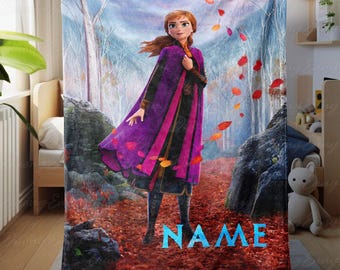 Anna From Frozen Personalized Blanket, Frozen Princess Anna Blanket, Disney Anna Movie Character Blanket, Frozen Blanket For Girls, VTB510