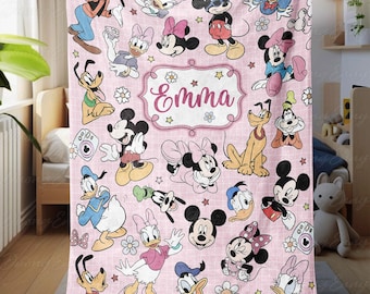 Minnie And Mickey Personalized Blanket, Mickey Mouse And Friends Blanket, Disney Baby Girl Blanket, Cute Cartoon Blanket For Kids, THA316-2