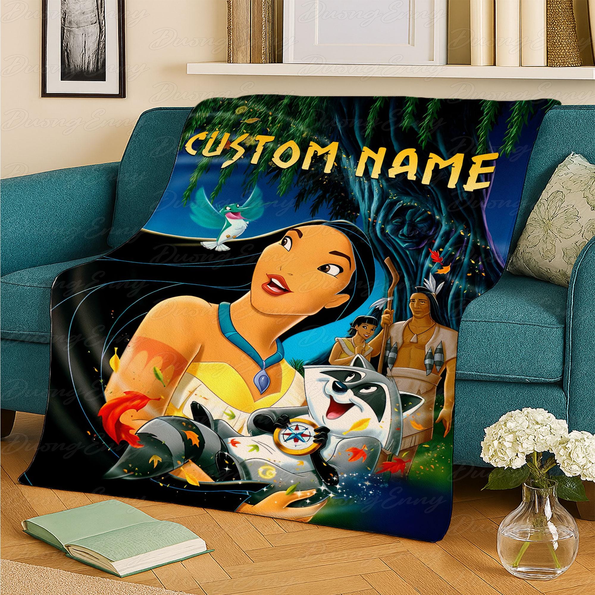 Discover Custom Magical Forest Pocahontas Blanket, Disney Pocahontas Throw For Girls, Family Disneytrip Blanket, Pocahontas Unique Gift