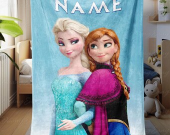 Custom Name Frozen Movie Blanket, Anna Elsa Olaf Christmas Blanket, Disney Frozen Movie Character Throw, Cute Frozen Gift For Girl, VTB510-3