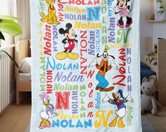 Customized Mickey And Friends Blanket, Classic Mickey & Co Soft Blanket, Goofy And Pluto Baby Blanket, Disney Bed Couch Nursery Decor THA313