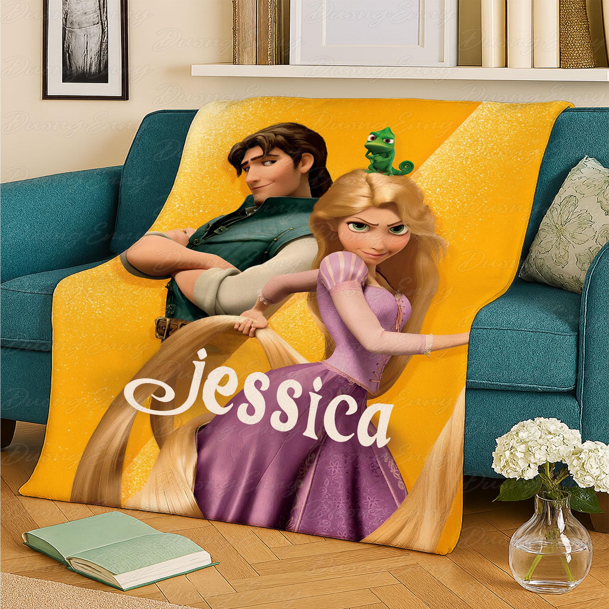 Discover Personalized Rapunzel Blanket With Name, Disney Tangled Custom Blanket, Beautiful Rapunzel Princess Blanket, Princess Birthday Gift