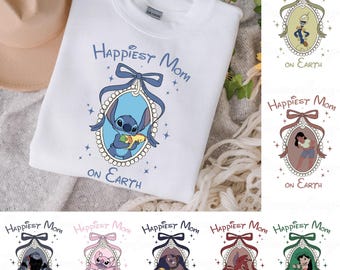 Stitch & Lilo Coquette Y2K Shirt, Magic Happiest Mothers Day Shirt, Angel Jumba Gantu Pleakley, Disneyworld Mom Birthday Family Party Outfit