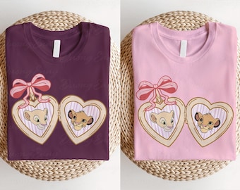His Nala Her Simba Girly Shirt, Lion King Simba And Nala Shirt, Disney Coquette Valentine's Day Shirt, Disneyland Vacation Girlfriend Gift