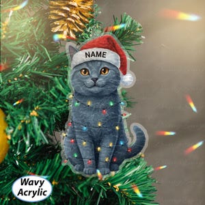 Personalized Name Chartreux Cat Ornaments For Christmas, Adorable Chartreux Cat Holiday Ornament, Gift For Cat Lovers And Pet Parents,MYB280