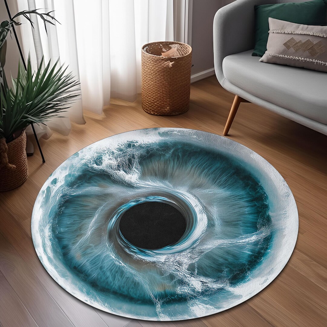 3d Round Rugs Ocean Eye Illusion 3D Round Rug, Watery Vortex Hole Mat, Trippy Aqua ...