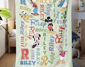 Custom Mickey & Friends Kids Blanket, Mickey Sunglasses Woven Throw, Minnie Daisy Birthday Boy Girl Blanket, Disney Baby Shower Gift, THA313