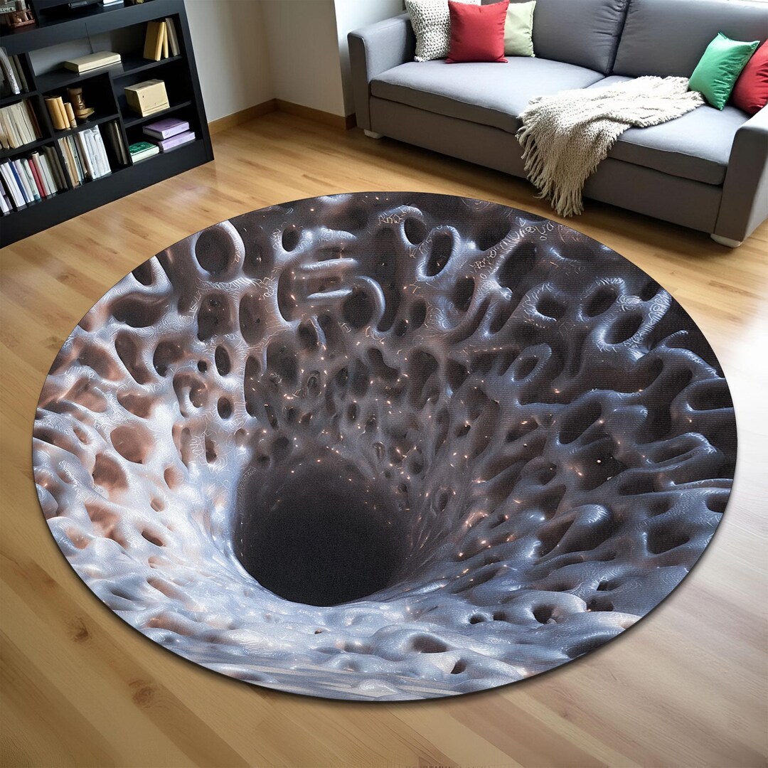 Squishy Rugs Squishy Crater Illusion 3D Printed Rug, Soft Alien Wormhole Floor Mat ...