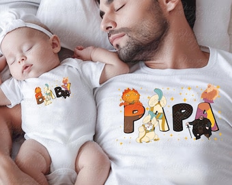 Personalized Disney Father's Day Shirt, WDW Papa And Kids Matching, Zeus Sultan King Fergus Bernie Lumen, Epcot Dad Grandpa Birthday Gift