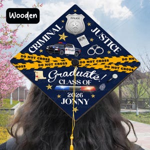 Custom New FBI Police Grad Cap Topper, Criminal Justice Graduation Hat, Crime Scene Grad Cap Decor, Criminology Graduate Accessory, TNA188