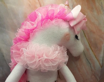 Stuffed Animal Unicorn Doll Bedroom Decor for Girls Nursery Handmade Toy Unicorn