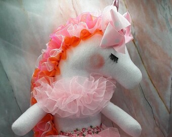 Stuffed Animal Unicorn Doll Bedroom Decor for Girls Nursery Handmade Toy Unicorn