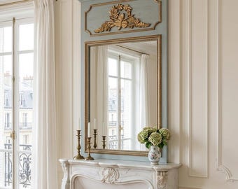 Orpheus Mirror - Antiqued Blue