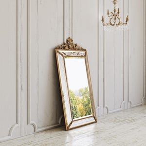 Villecerf Mirror, French Gilt Gold Mirror with Intricate Carvings
