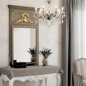 Antiqued Grey French Trumeau Mirror