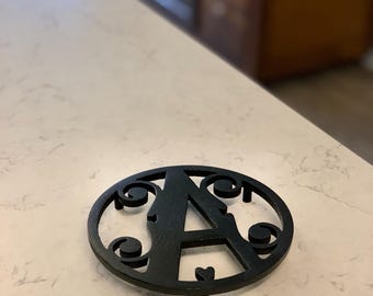 Personalized Monogram Trivet - Optima Heart Series Hot Plate Gift