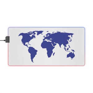 Alfombrilla de ratón LED para juegos con mapa del mundo, alfombrilla de escritorio con retroiluminación RGB, accesorios para jugadores, perfecta para la configuración de juegos, idea de regalo única