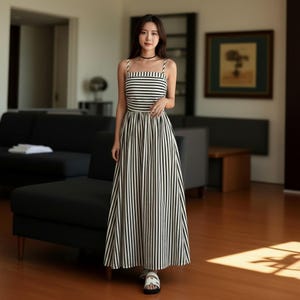 Black and White Stripe Maxi Dresses - Etsy