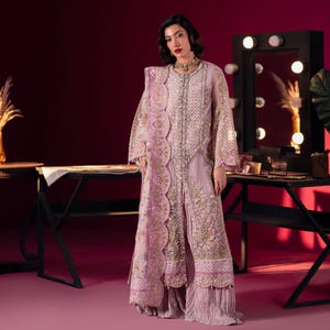 Luxury Pakistani Formal Dress | Handmade Engagement Outfit | Asian Bridal Wear | Walima Party Dress | Embroidered Pakistani Gown