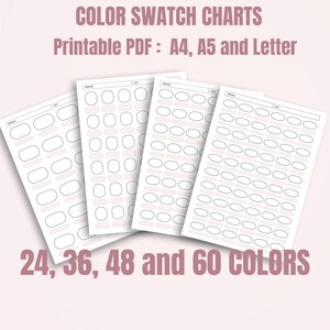 Color Palette Swatch Sheet, Printable Coloring Swatch Chart, Alcohol Marker Color Sheet, Color Swatch Charts, Color Swatches Sheets PDF
