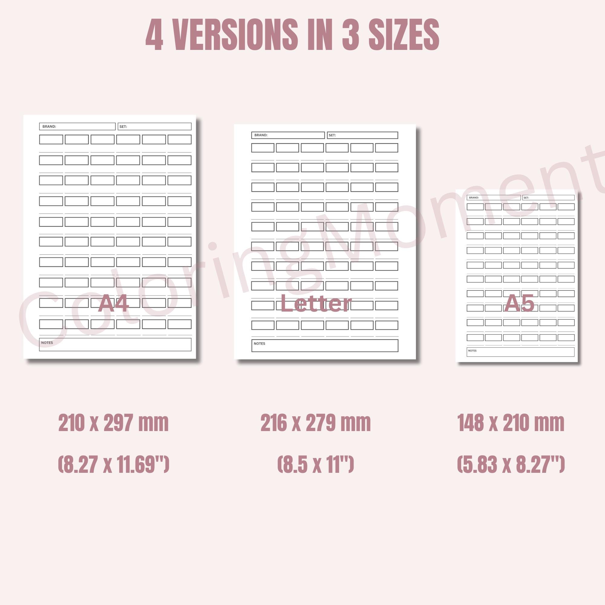 Printable Coloring Swatch Chart, Alcohol Marker Swatch Chart, Alcohol