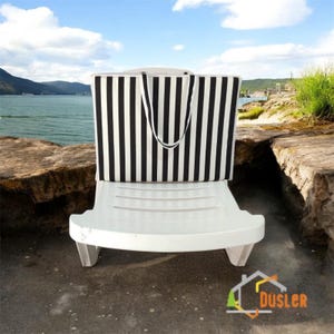 Strandtasche, tragbare Sonnenbank-Matte, Tasche mit 4 separaten Funktionen, faltbare Sonnenbank-Pad, wasserabweisend und abnehmbar, Terrasse-lounge-Matte, gestreift