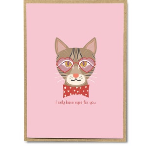 Cool Cat on Pink Valentijnsdagkaart voor kattenliefhebber, romantische kaart voor verliefdheid, kaart voor nieuwe liefde, vriendin valentijn voor vriendkaart