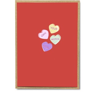 Carte de voeux personnalisée en forme de coeur de conversation. Carte personnalisée bonbons coeurs Saint Valentin carte personnalisée Saint Valentin pour elle carte personnalisée pour lui