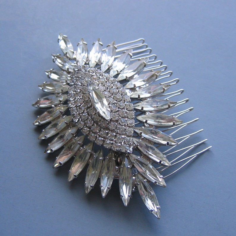 Stunning Crystal Bridal Comb Repurposed Vintage Hair Accessory
