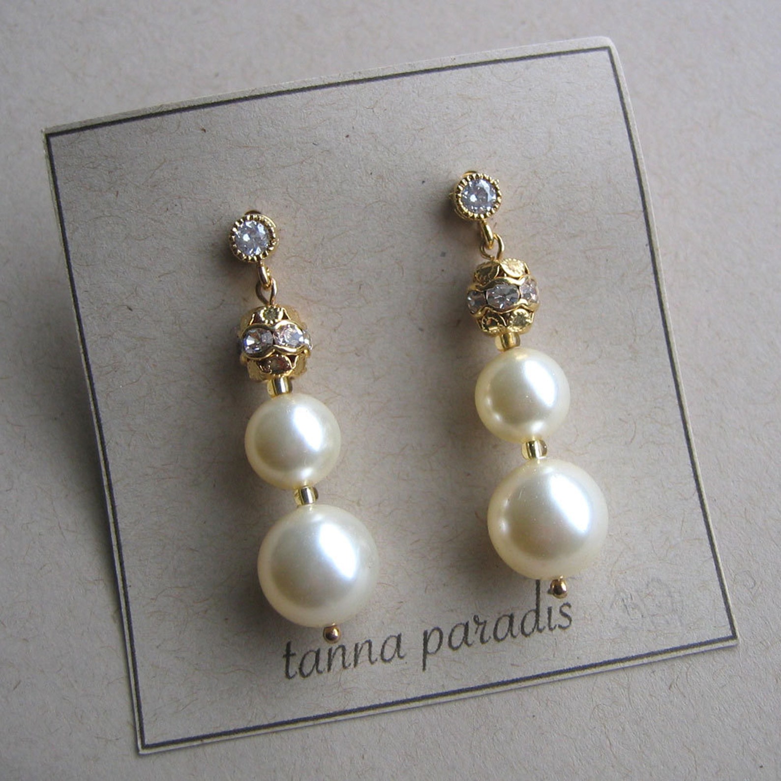 Vintage Inspired Pearl Earrings Triple Drop Gold with Etsy