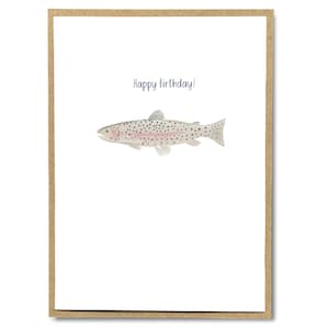 Tarjeta de cumpleaños de trucha arcoíris, tarjeta de cumpleaños de pesca, tarjeta de felicitación de trucha, regalo de cumpleaños para amantes de la naturaleza, tarjeta de pescador, cumpleaños para amantes de la naturaleza