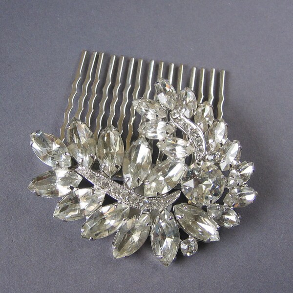 Vintage Crystal Leaf Comb - Wedding Hair Comb - Leaves, Vintage Style, Old Hollywood