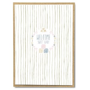 Welcome Sweet Baby: kaart met alfabetblokken voor pasgeboren baby Cadeaukaart voor baby Genderneutrale babykaart
