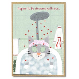 Carte associée au spa de la Saint-Valentin, un chat choyé d'amour et de chocolat Carte de Saint-Valentin spa pour amoureux des chats pour elle, carte romantique