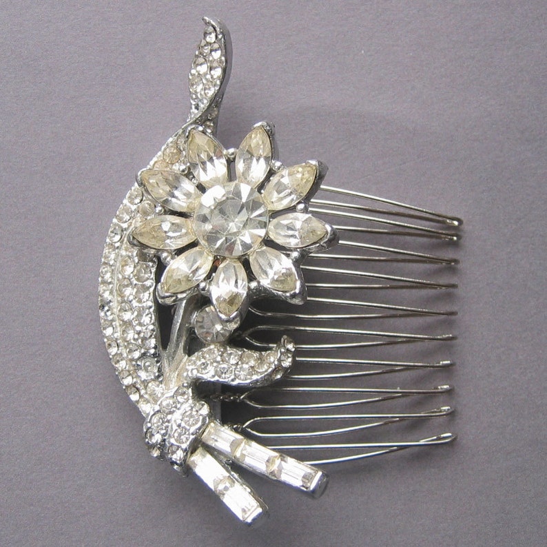 Floral Bridal Hair Comb Vintage Adorned image 3