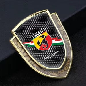 Abarth Metal Emblem Sticker | Abarth Self-Adhesive Interior & Exterior Logo | Premium Quality Badge | Gold Silver Frames  1pcs 2pcs